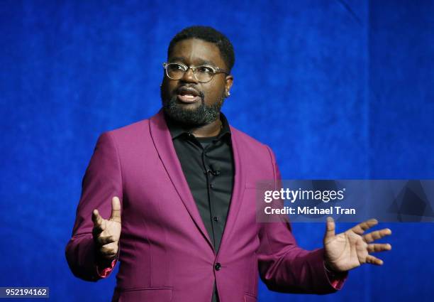 LilRel Howery onstage during the 2018 CinemaCon - Lionsgate Presentation For 2018 Summer And Beyond held at The Colosseum at Caesars Palace on April...