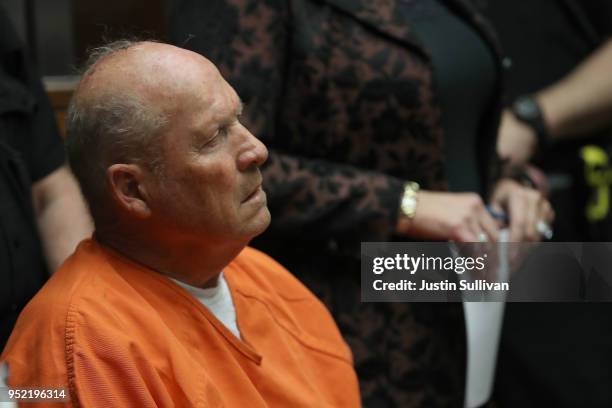 Joseph James DeAngelo, the suspected "Golden State Killer", appears in court for his arraignment on April 27, 2018 in Sacramento, California....