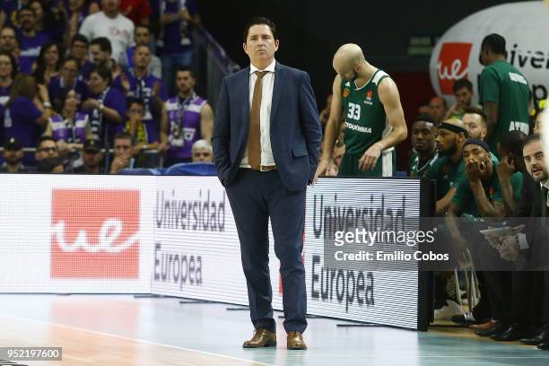 Xavi Pascual, Head Coach of Panathinaikos Superfoods Athens in action during the Turkish Airlines Euroleague Play Offs Game 4 between Real Madrid v...