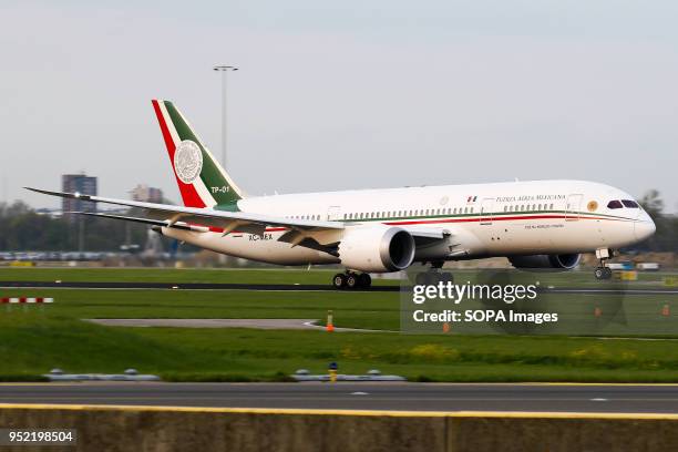 The Mexican president arriving at Schiphol for an official state-visit in the Netherlands.