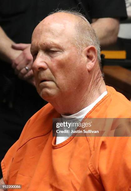 Joseph James DeAngelo, the suspected "Golden State Killer", appears in court for his arraignment on April 27, 2018 in Sacramento, California....