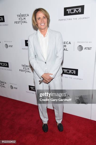 Event moderator Mary Carillo attends 'The Journey - Sarah Jessica Parker' screening premiere during the 2108 Tribeca Film Festival at Spring Studios...
