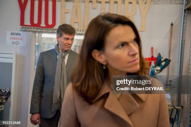 Arnaud Montebourg et Aurélie Filipetti visitent le pôle Pixel, centre de création dédié à l'innovation technologique et à l'image numérique le 10...