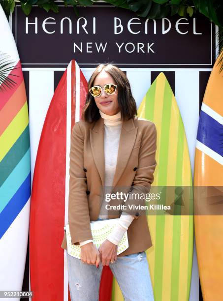 Louise Roe attends the Henri Bendel Surf Sport 2018 Collection Launch at The Bungalow on April 27, 2018 in Santa Monica, California.