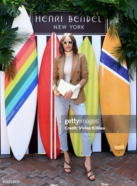 Louise Roe attends the Henri Bendel Surf Sport 2018 Collection Launch at The Bungalow on April 27, 2018 in Santa Monica, California.