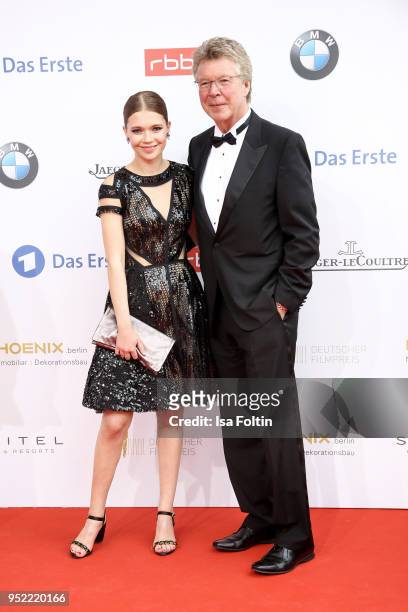 Actress Farina Flebbe and her father Joachim Flebbe attend the Lola - German Film Award red carpet at Messe Berlin on April 27, 2018 in Berlin,...