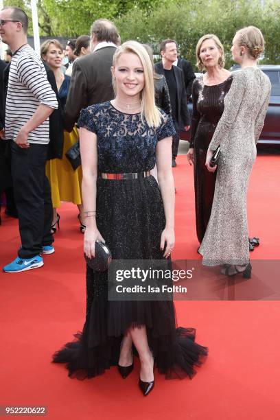 German actress Jennifer Ulrich attends the Lola - German Film Award red carpet at Messe Berlin on April 27, 2018 in Berlin, Germany.