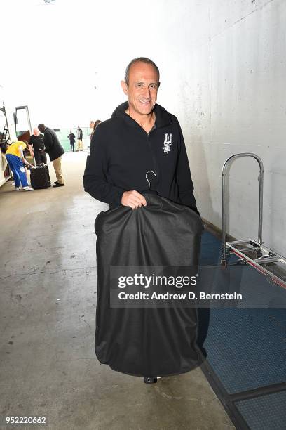 Assistant Coach Ettore Messina of the San Antonio Spurs arrives at the stadium before the game against the Golden State Warriors in Game Five of...