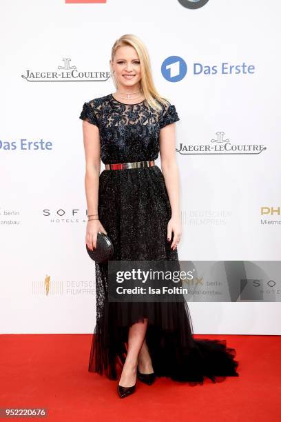German actress Jennifer Ulrich attends the Lola - German Film Award red carpet at Messe Berlin on April 27, 2018 in Berlin, Germany.