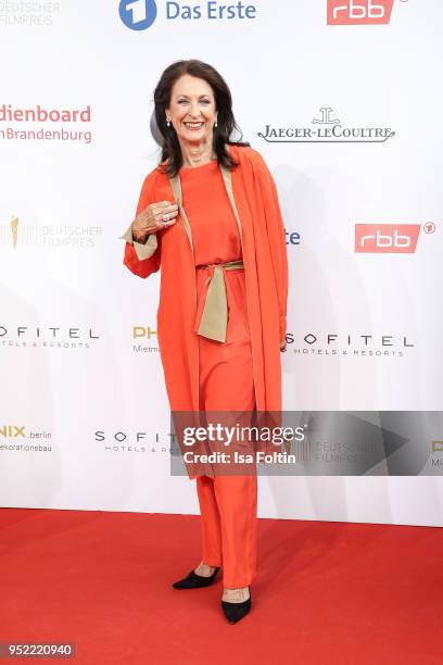 German actress Daniela Ziegler attends the Lola - German Film Award red carpet at Messe Berlin on April 27, 2018 in Berlin, Germany.