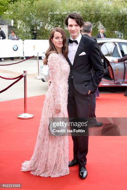 German actors Alice Dwyer and Sabin Tambrea attend the Lola - German Film Award red carpet at Messe Berlin on April 27, 2018 in Berlin, Germany.