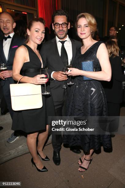 Lisa Maria Potthoff, Tobias Oertel, Rike Schmid during the Lola - German Film Award party at Palais am Funkturm on April 27, 2018 in Berlin, Germany.