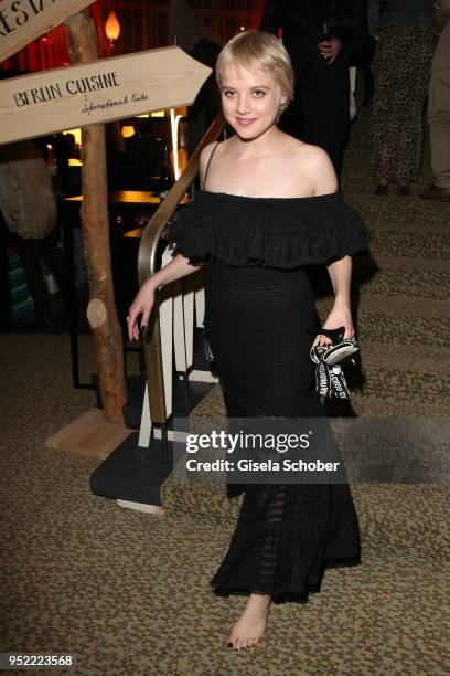 Jella Haase barefoot during the Lola - German Film Award party at Palais am Funkturm on April 27, 2018 in Berlin, Germany.