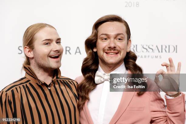 Influencer Jack Strify and influencer Riccardo Simonetti during the Duftstars at Flughafen Tempelhof on April 25, 2018 in Berlin, Germany.