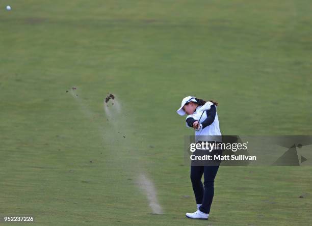 Sei Young Kim of South Korea hits her third shot on the ninth hole during the second round of the Mediheal Championship at Lake Merced Golf Club on...