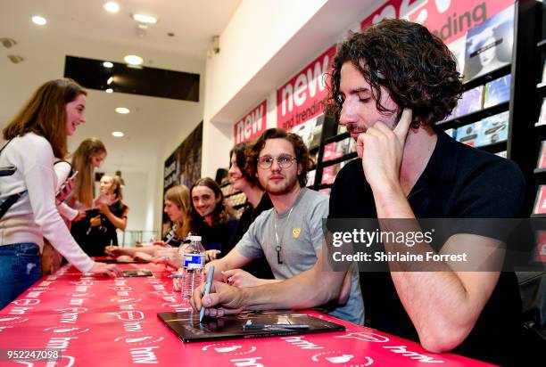 Myles Kellock, Josh Dewhurst, Tom Ogden, Joe Donovan and Charlie Salt of Blossoms during an instore signing and performance of their new album 'Cool...