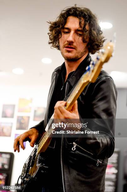 Charlie Salt of Blossoms during an instore signing and performance of their new album 'Cool Like You' at HMV Manchester on April 27, 2018 in...