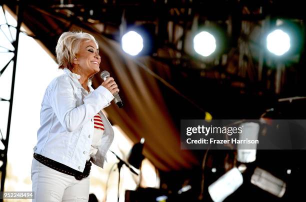 Tanya Tucker performs onstage during 2018 Stagecoach California's Country Music Festival at the Empire Polo Field on April 27, 2018 in Indio,...