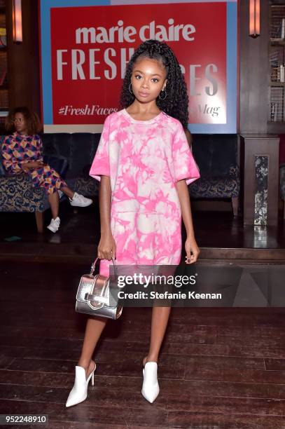 Skai Jackson attends Marie Claire Celebrates Fifth Annual 'Fresh Faces' in Hollywood with SheaMoisture, Simon G. And Sam Edelman at Poppy on April...