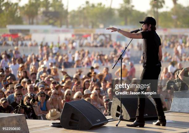 Chris Janson performs onstage during 2018 Stagecoach California's Country Music Festival at the Empire Polo Field on April 27, 2018 in Indio,...