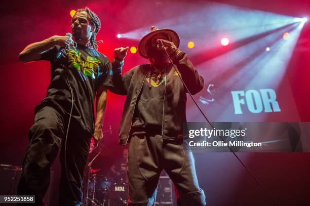 Akala and Asheber perform live on stage at O2 Shepherd's Bush Empire on April 27, 2018 in London, England.