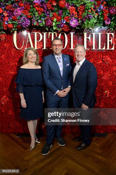 Rebecca Claire Miller, Michael Clements and Sean Spicer attend the Capitol File White House Correspondents' Weekend Kickoff Celebration at The...