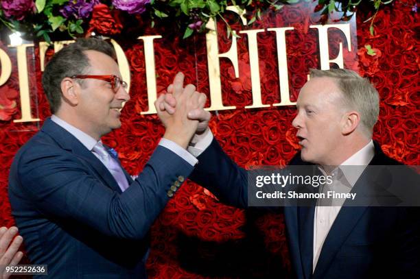 Michael Clements and Sean Spicer attends the Capitol File White House Correspondents' Weekend Kickoff Celebration at The Kreeger Museum on April 27,...