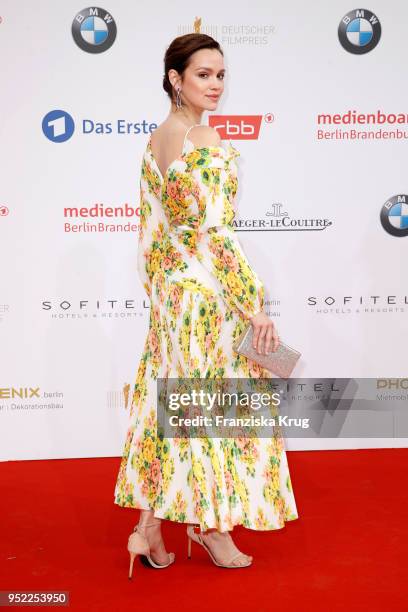 Emilia Schuele attends the Lola - German Film Award red carpet at Messe Berlin on April 27, 2018 in Berlin, Germany.