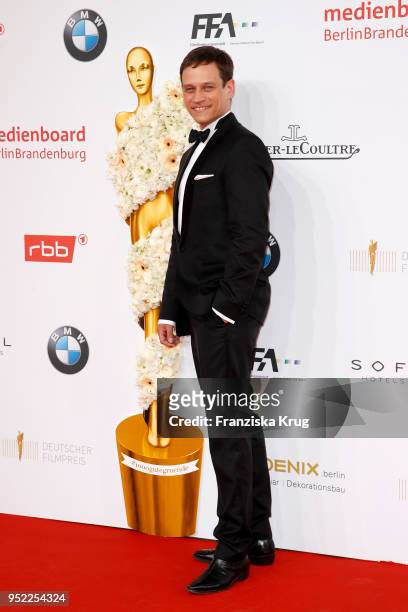 Vinzenz Kiefer attends the Lola - German Film Award red carpet at Messe Berlin on April 27, 2018 in Berlin, Germany.