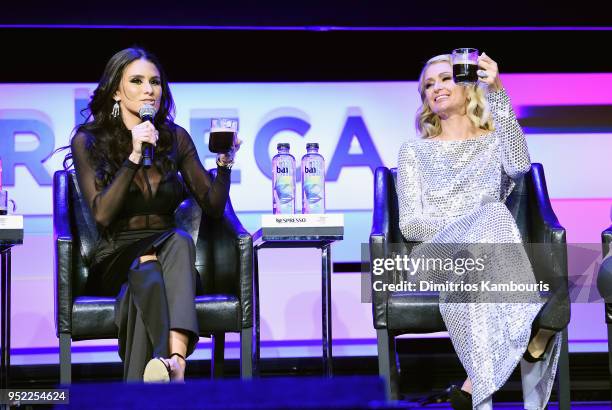 Brittany Furlan and Paris Hilton speak onstage during the 2018 Tribeca Film Festival World Premiere of Bert Marcus' THE AMERICAN MEME on April 27,...