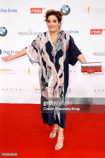 Muriel Baumeister attends the Lola - German Film Award red carpet at Messe Berlin on April 27, 2018 in Berlin, Germany.