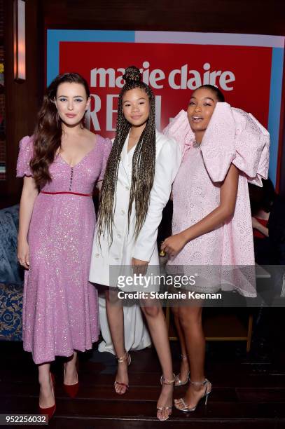 Katherine Langford, Storm Reid and Yara Shahidi attend Marie Claire Celebrates Fifth Annual 'Fresh Faces' in Hollywood with SheaMoisture, Simon G....