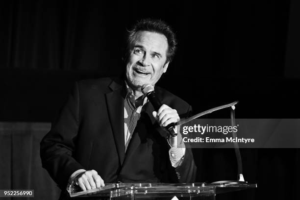 Comedian Dennis Miller speaks onstage at the screening of 'Creature From the Black Lagoon 3D' during Day 2 of the 2018 TCM Classic Film Festival on...