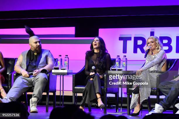 Josh Ostrovsky, Brittany Furlan and Paris Hilton speak onstage at the screening of "The American Meme" during the 2018 Tribeca Film Festival at...