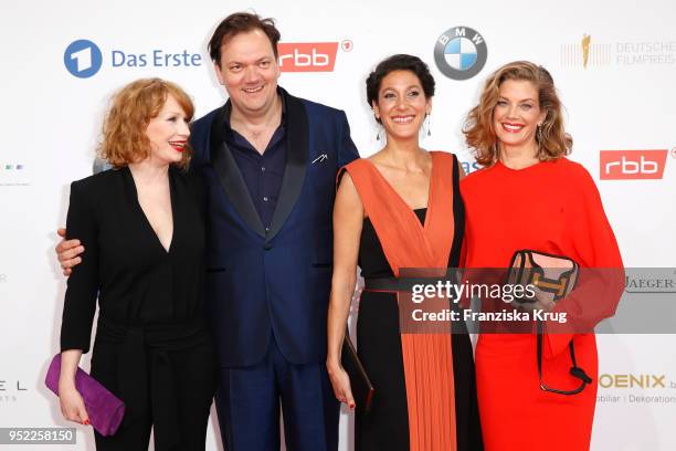 Charly Huebner, Birgit Minichmayr, Charly Huebner, Emily Atef and Marie Baeumer attend the Lola - German Film Award red carpet at Messe Berlin on...