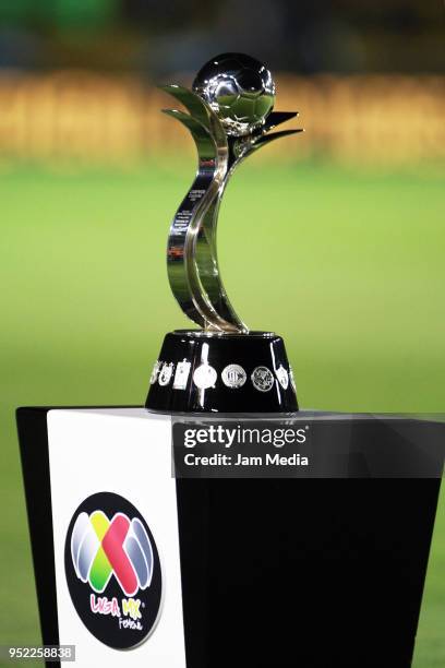 Trophy of champions prior the final first leg match between Tigres UANL and Monterrey as part of the Torneo Clausura 2018 Liga MX Femenil at...