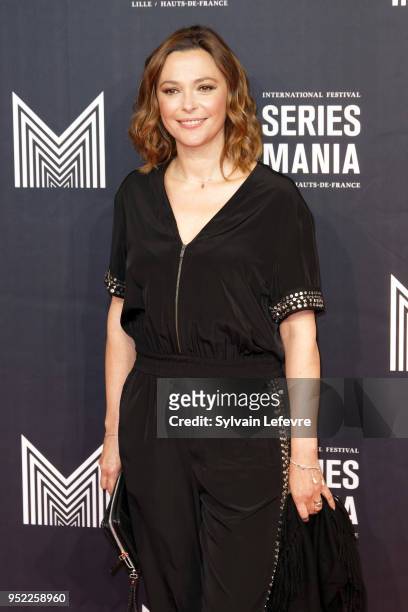 Sandrine Quetier attends Series Mania Lille Hauts de France Festival's opening ceremony on April 27, 2018 in Lille, France.