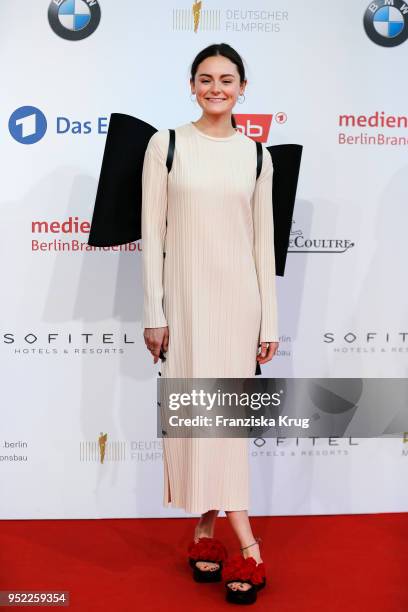 Lea van Acken attends the Lola - German Film Award red carpet at Messe Berlin on April 27, 2018 in Berlin, Germany.