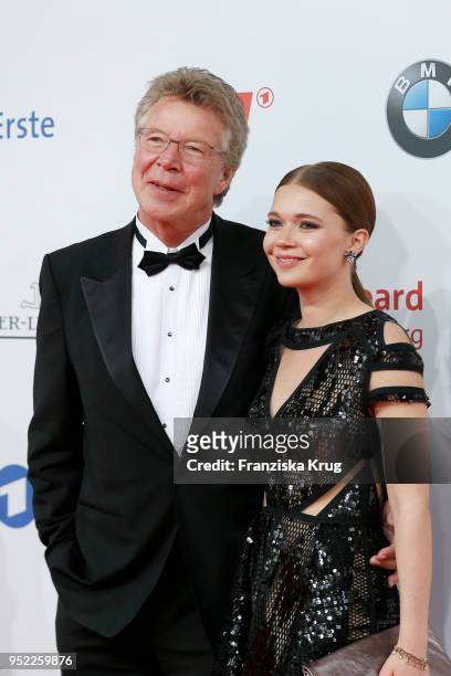 Joachim Flebbe and his daughter Farina Flebbe attend the Lola - German Film Award red carpet at Messe Berlin on April 27, 2018 in Berlin, Germany.