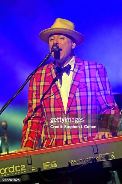 Jerry Dale McFadden of The Mavericks performs at Iroquois Amphitheater on April 27, 2018 in Louisville, Kentucky.