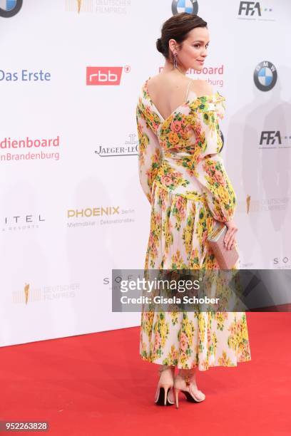 Emilia Schuele during the Lola - German Film Award red carpet at Messe Berlin on April 27, 2018 in Berlin, Germany.