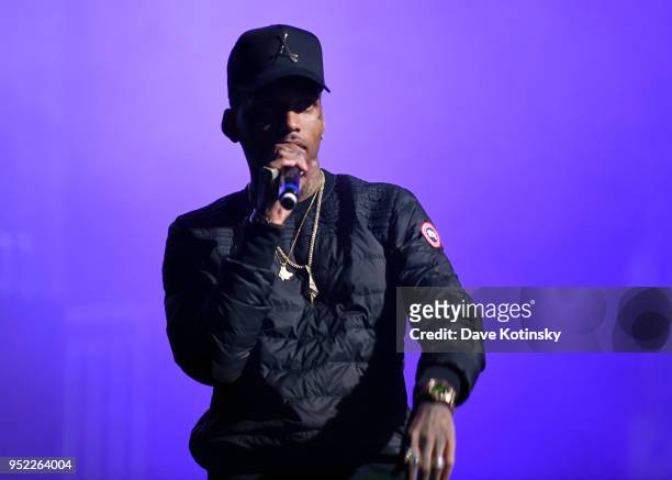 Kid Ink performs onstage at the World Premiere Of "UNBANNED: THE LEGEND OF AJ1" during Tribeca Film Festival at the Beacon Theatre on April 27, 2018...