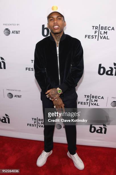Recording Artist Kid Ink attends the World Premiere Of "UNBANNED: THE LEGEND OF AJ1" during Tribeca Film Festival at the Beacon Theatre on April 27,...