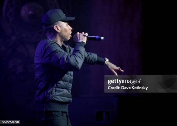 Kid Ink performs onstage at the World Premiere Of "UNBANNED: THE LEGEND OF AJ1" during Tribeca Film Festival at the Beacon Theatre on April 27, 2018...