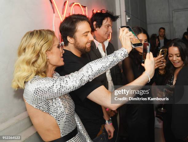 Paris Hilton, Bert Marcus, Tommy Lee and Brittany Furlan take a selfie during the 2018 Tribeca Film Festival World Premiere of Bert Marcus' THE...