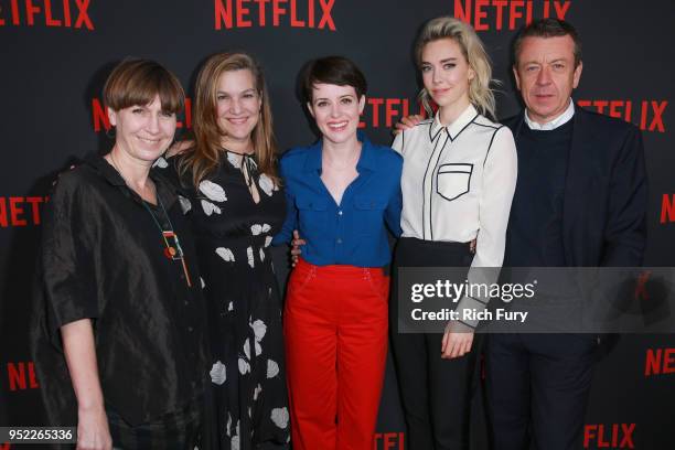 Jane Petrie, Krista Smith, Claire Foy, Vanessa Kirby and Peter Morgan attend the For Your Consideration event for Netflix's "The Crown" at Saban...