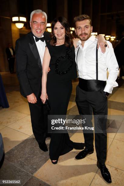 Hans-Reiner Schroeder, Iris Berben and Edin Hasanovic during the Lola - German Film Award Party at Palais am Funkturm on April 27, 2018 in Berlin,...