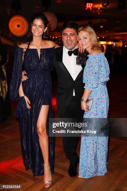 Shermine Shahrivar , Shan Rahimkhan and his wife Claudia Pepper during the Lola - German Film Award Party at Palais am Funkturm on April 27, 2018 in...