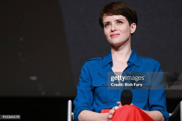 Claire Foy speaks onstage during the For Your Consideration event for Netflix's "The Crown" at Saban Media Center on April 27, 2018 in North...