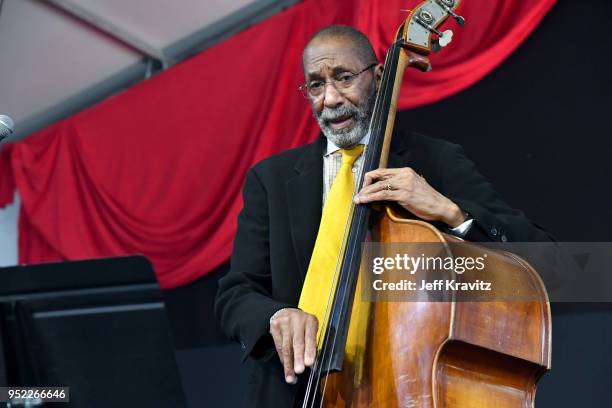 Ron Carter of the Ron Carter Trio performs onstage during Day 1 of 2018 New Orleans Jazz & Heritage Festival at Fair Grounds Race Course on April 27,...